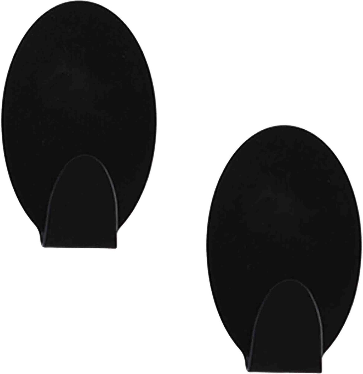 Excellent Houseware Zelfklevende Ophanghaakjes Ovaal Zwart RVS 8 stuks