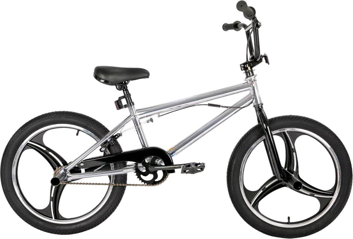 BMX Kinderfahrrad 20 Zoll (51 cm) - Freestyle mit 360° Rotor, 4 Pegs, Single Speed - Silber