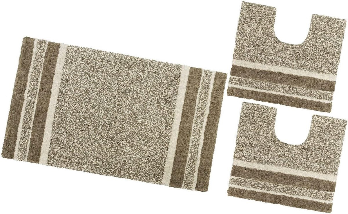 3-delige beige badkamermat set van zacht katoen