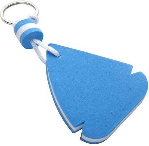 Porte-clés publicitaire décapsuleur nylon acier EVA blanc bleu