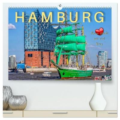 Hamburg - meine Stadt mit viel Herz (hochwertiger Premium Wandkalender 2027 DIN A2 quer), Kunstdruck in Hochglanz