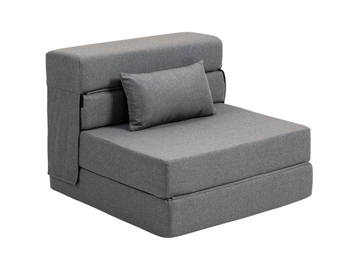 HOMCOM Fauteuil convertible 1 place 3 en 1, fauteuil lit pliant, chauffeuse 1 place en lin avec large assise, coussin inclus, ma
