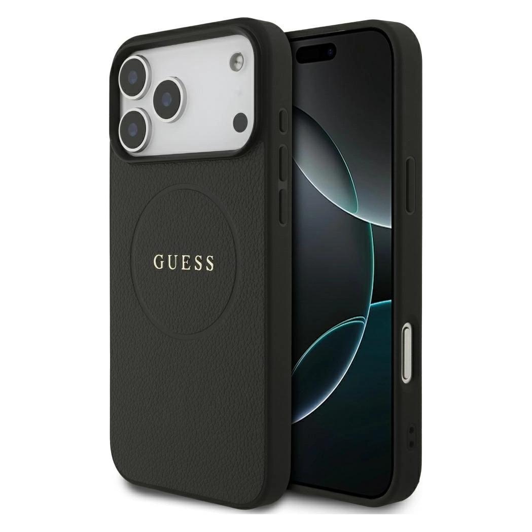 Guess - Grained Gold Ring MagSafe (GUHMP17XPGHSMMK) - iPhone 17 Pro Max - Black (Apple iPhone 17 Pro Max) (GUHMP17XPGHSMMK)