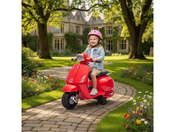 AIYAPLAY Moto Électrique Enfant 6V Rouge avec Phare et Klaxon