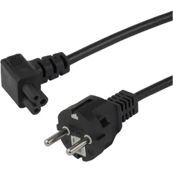 Deltaco Device Cable, straight CEE 7/7 - down angle IEC C5, 0,5m (0.50 m), Stromkabel, Schwarz
