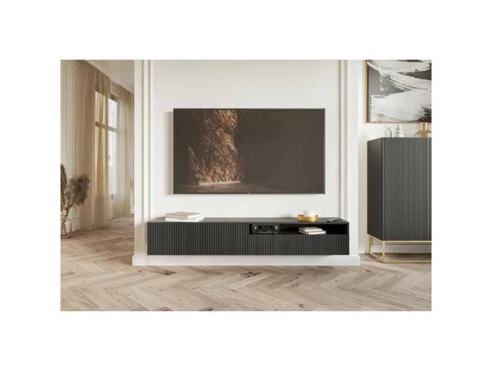 Meuble Tv avec niche - Noir - Veldio - 175 cm