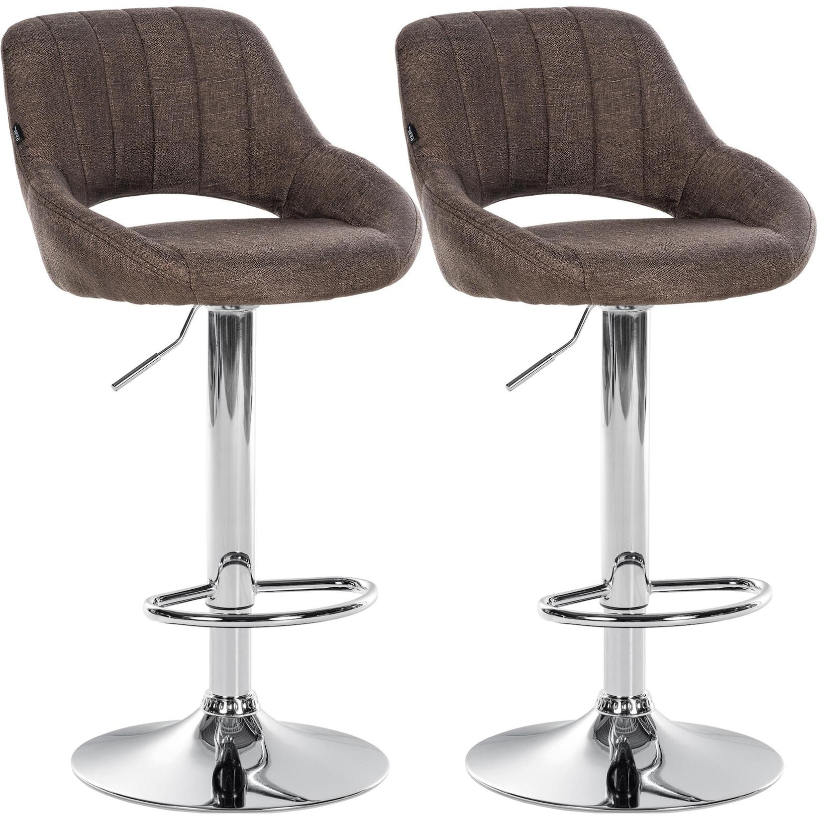CLP 2er Set Barhocker Milet Stoff C Farbe: braun, Material Gestell: Metall in Chromoptik