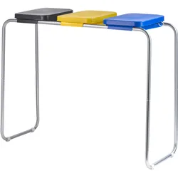 Müllsackständer mit Deckel, 120 L, Stahl 3 Fächer, Stahl, Kunststoff, silber