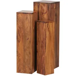 WOHNLING WL1.566 Beistelltisch (3er Set) Massiv-Holz Sheesham 24 cm x 24 cm x 85 cm