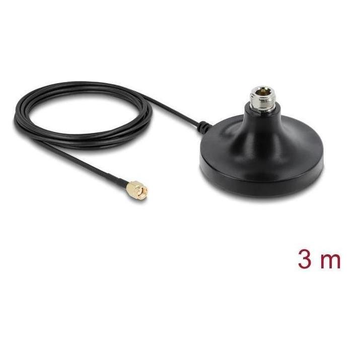 Delock Magnetischer Antennen Standfuß 1 x N Buchse zu 1 x RP-SMA Stecker ULA100 3 m outdoor schwarz (Antennenkabel) (81491)