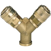 Druckluft-Verteiler, 2x Schnellkupplung > R 3/8" IG zur gleichzeitigen Verwendung von 2 Werkzeugen an einem Kompressor
