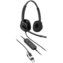 HP | Poly Mission 425 Stereo-Headset USB-C/A, kabelgebunden, KI-Geräuschunterdrückung, Bulk-Verpackung (Kommerzielles Produkt)
