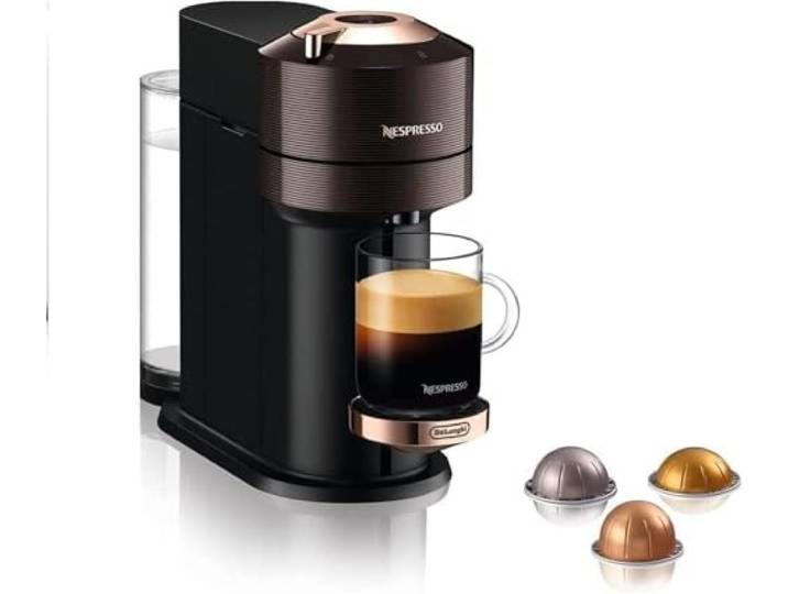 De'Longhi Nespresso Vertuo Next Kaffeemaschine für Kaffeekapseln, superautomatisch, Kaffeemaschine mit WLAN und Bluetooth, ENV120.BW, Braun