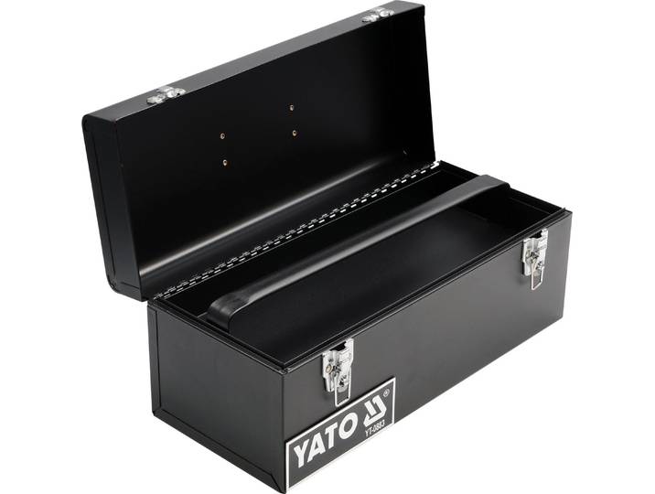 Boîte à outils métallique\, dimensions 428 x 180 x 180 mm\, avec insert