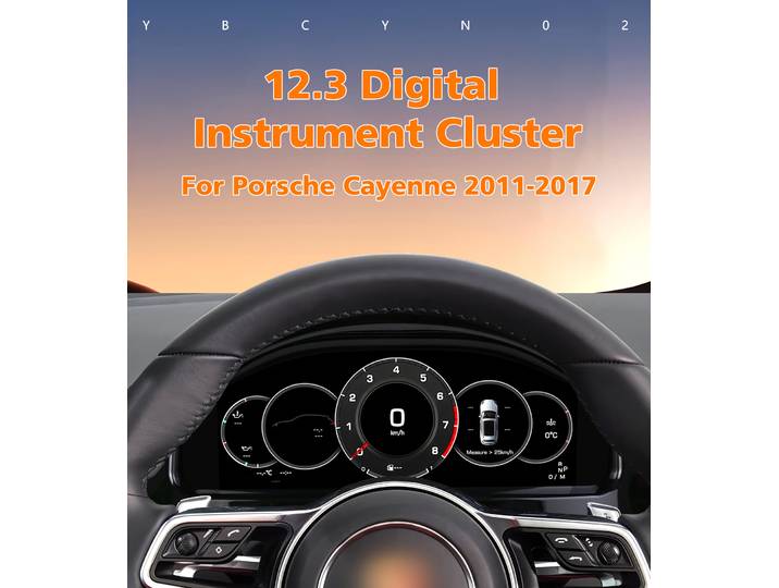 Tableau de bord numérique pour voiture de 12,3 pouces pour Porsche Cayenne 2011-2017, compteur de vitesse, jauges, panneaux de tableau de bord