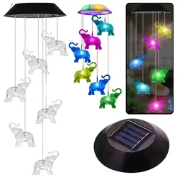 Solar Garten LED Glockenlampen Elefanten Bunt 70cm