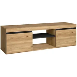 SKRAUT HOME TV-Schrank mod NATURALE ''Rovere/Nero'', 2 Türen und 2 Fächer, Wohnzimmer, 140x40x41cm _ TV140NATBOCA
