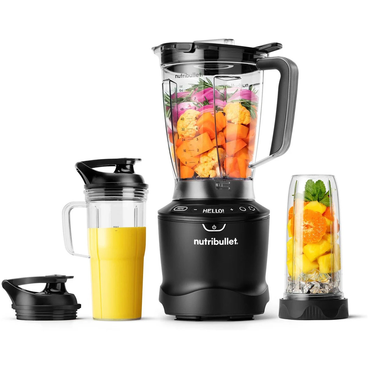 Nutribullet 1500 Smart Sense DeLuxe Foodprocessor, Zwart, 9 stuks