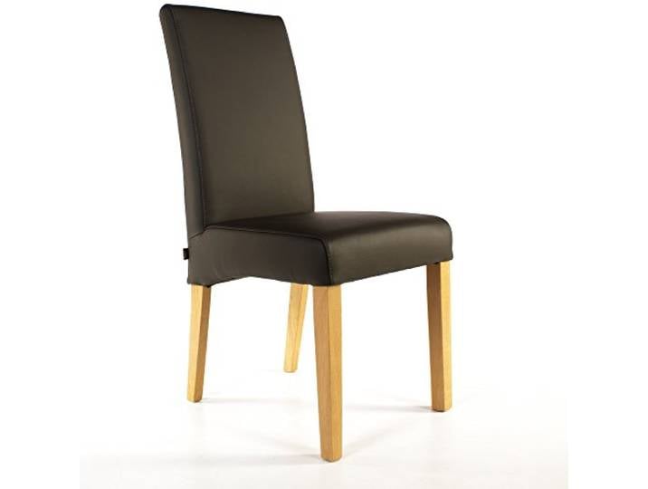 SIX Echt-Lederstuhl Massiv mit Nosag Federn Komfort Latexgurte Design Esszimmerstuhl Bambi Vollbezogen-Rindsleder Holzgestell Vollverleimt 150kg Belastbar Eiche Braun