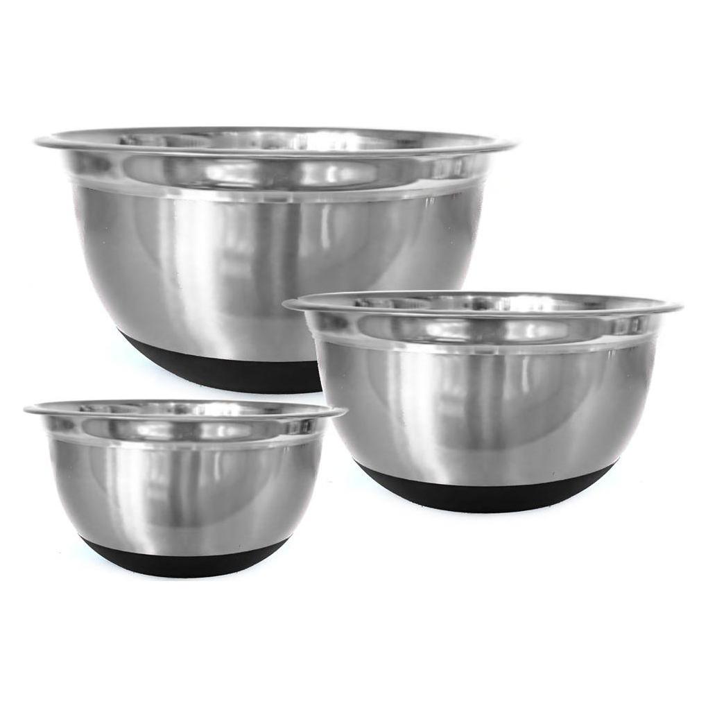 Klausberg Set of 3 steel bowls with SILICONE BASE KB-7388 (1.60 l, 3x) (KB 7388)