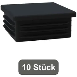10 Rohrstopfen quadratisch flach 60 x 60mm WS 1,5 - 3,0mm PE schwarz