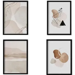 POSTER Set mit 4 Blätter und abstrakten Formen mit braunen Tönen A4 Rahmenlos