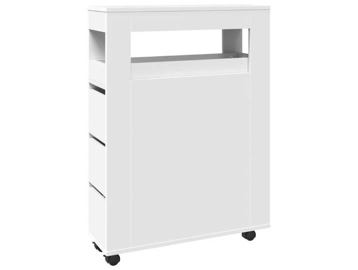 572496& Meuble étroit de salle de bain à roulettes - Chariot De Rangement blanc