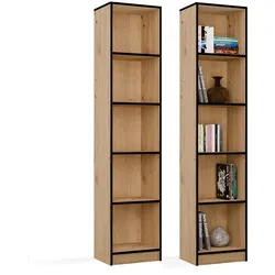 REGAL Schrank R40 für Bücher Ordner EICHE ARTISAN SCHWARZ 5 Ablagen für Büro