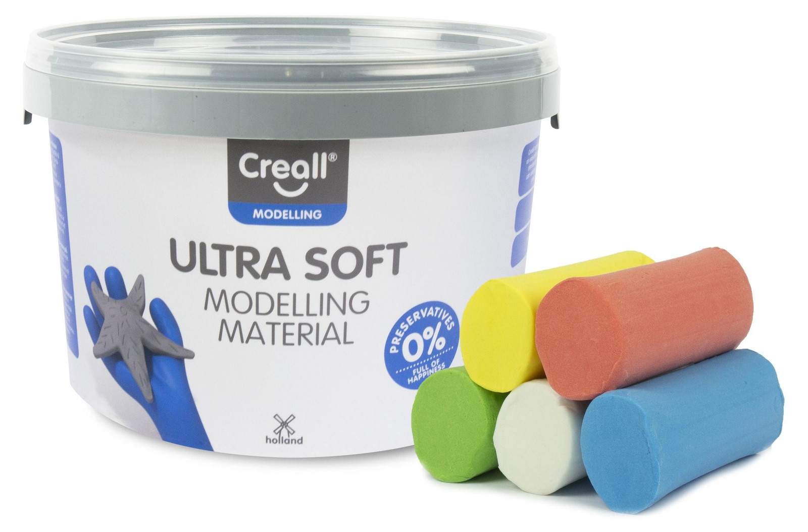 Creall Play-it Ultra Zachte Klei - Rood, Blauw, Groen, Goud en Wit - 1100 gram