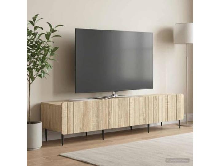 TV-Schrank 147 x 34,5 x 32 cm Sonoma-Eiche Holzwerkstoff Sideboard Robuster Holzwerkstoff, Rollenschubladen, vielseitig einsetzbar, einfache Reinigung, schneller Aufbau