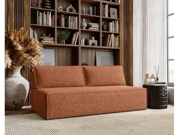 Kaiser Möbel - Sofa met slaapfunctie en bedstee, 3-zitsbank, Slaapbank, Comfortabele bank voor woonkamer en jeugdkamer, Slaapbank, Gestoffeerde bank, Opklapbare bank, zonder armleuningen, DUO, Koper