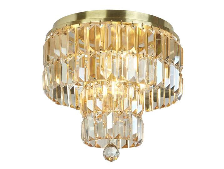 Badezimmer-Deckenleuchte Empire, Messingfarben, Metall, Glas, 33 cm, Lampen & Leuchten, Innenbeleuchtung, Deckenleuchten, Deckenleuchten