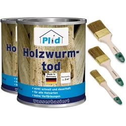 Plid, Holzschutz + Holzpflege, Holzwurm-Schreck 1,5l + Pinselset 3-tlg. / Holzschutz Holzwurmbekämpfung (Farblos, 1.50 l)
