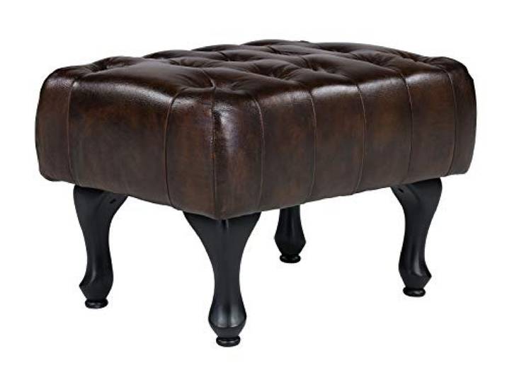 Woodkings® Chesterfield Pittsfield Hocker Echtleder braun Polstermöbel antik Designhocker Federkern unikat Herrenzimmer englisches Leder Stilhocker