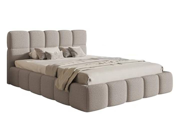 Selsey Bett Polsterbett 160 x 200 cm Boucle Gewebe Reißfest Cloudy Hellgrau