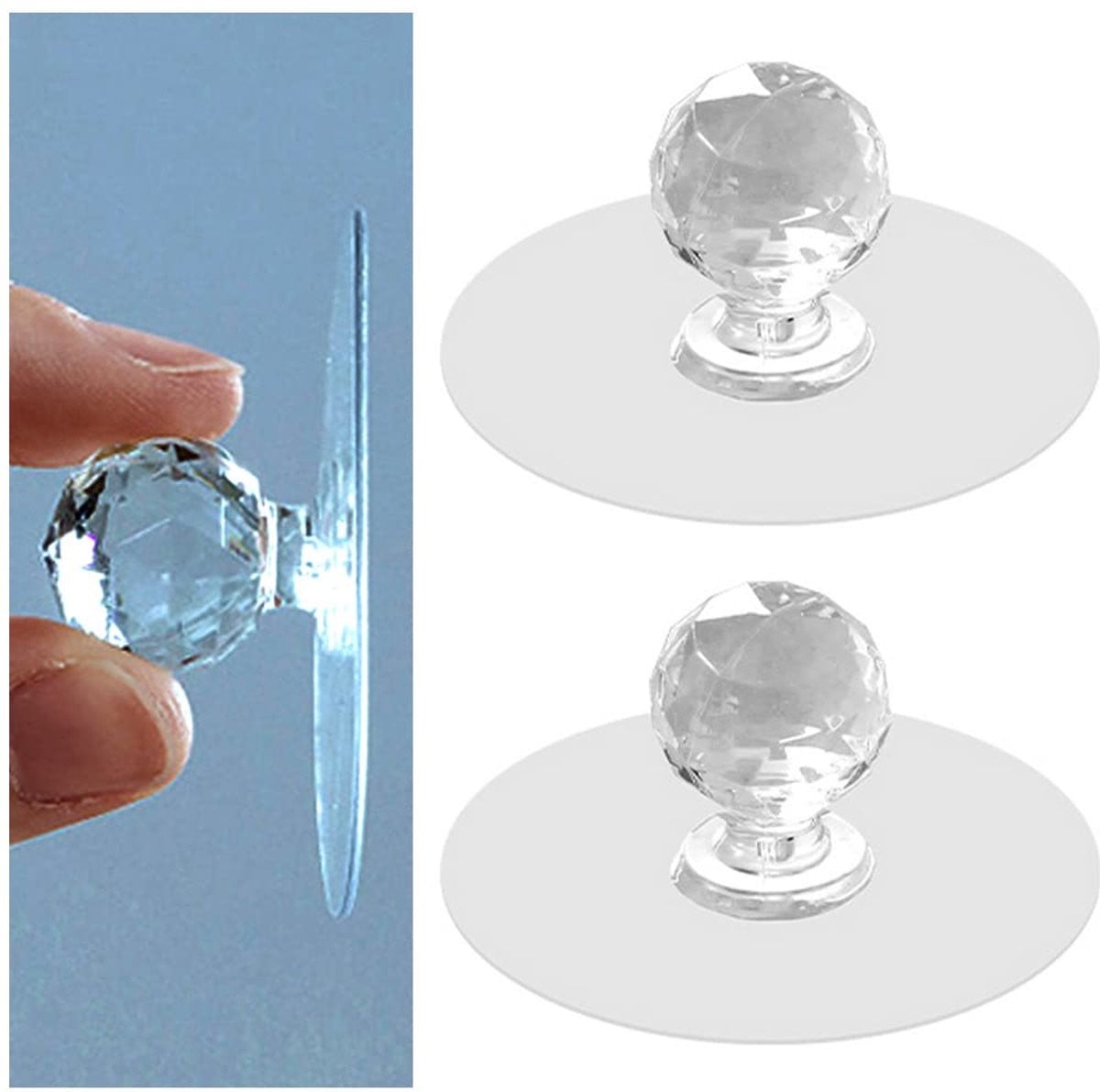 Transparante kristallen diamantvormige kastladegrepen