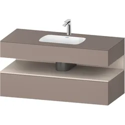 Duravit Collection One Einbauwaschtisch mit Konsolenwaschtischunterbau, 1200x550x600mm, Nische Taupe Matt, QA4787091430010, Farbe: Basalt Matt/mit Nischenbeleuchtung