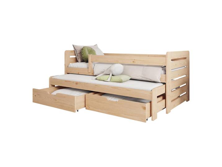 Mirjan24 Jugendbett Tomas II, Kieferfarben, Holz, Kiefer, 2 Schubladen, Rechteckig, 80x180 cm, Babymöbel & Kindermöbel, Kinderzimmer & Jugendzimmer, Kinderbetten, Kinderbetten & Jugendbetten