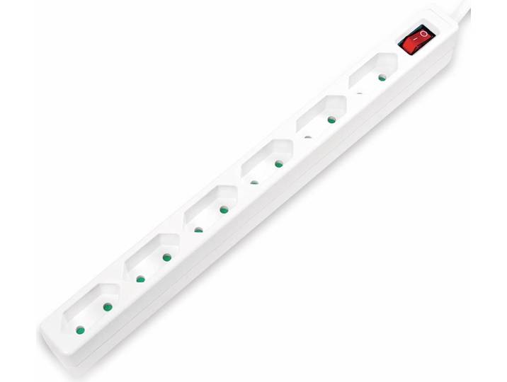 LogiLink LPS232 : multiprise LogiLink au format européen\, 6 prises\, avec interrupteur\, blanc