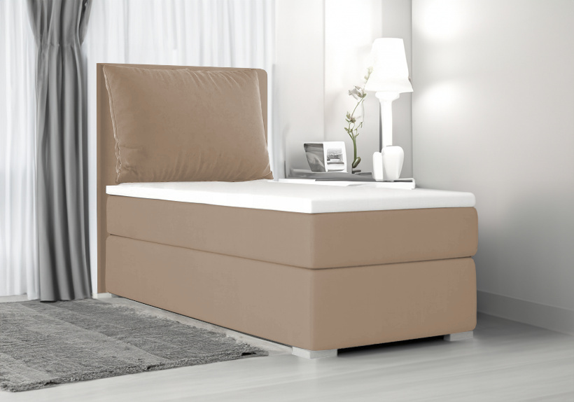 Boxspringbett,Kinderbett SUZI MINI,OHNE Topper, Jugendbett Federkern,80x200cm(Cappuccino: ITAKA 48)