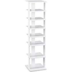 Helloshop26 - Schuhregal-Aufbewahrungseinheit 26,5 x 27,5 x 110 cm 7 geräumige Ablagen im modernen Design weiß 20_0012070