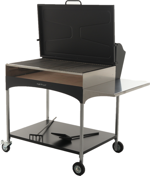 Famur BK 10 Elite - Holzkohle- und Holzkohlebrikett- Grill 2 in 1 - Gitter mit 8 mm-Drehgrillstäben