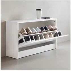 KADIMA DESIGN Holz-Schuhkipper in Weiß mit Ablage und 1 Fach, 80x47x24 cm – kompakt & funktional für den Flur
