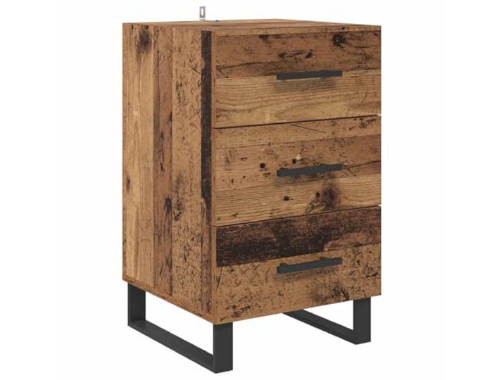 Fisinber Nachttisch mit Schublade Altholz-Optik 40x40x66cm Rustikaler Beistelltisch fürs Schlafzimmer mit Schublade, robusten Stahlbeinen und pflegeleichter Altholz-Oberfläche.