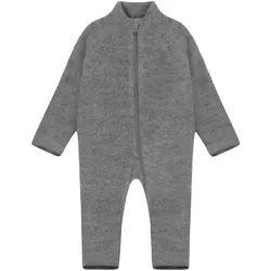 CeLaVi Wollfleece-Overall mit Klappbündchen, grau, 90