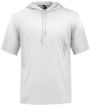 Badger Sport 4123 B Core S/S Hood Top in White size 4XL   Polyester 412300, BG4123