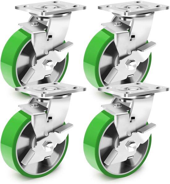 Solidchoice - Set mit 4 industriellen Rollen mit Bremsen für schwere Lasten
