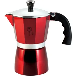 Eleganter Design Espressokocher: 3 Portionen, rot-Metallic – Stilvoller Kaffeegenuss, für aromatischen Espresso wie vom Barista