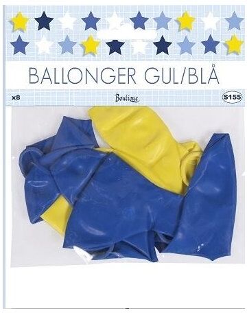 No-Name Ballon, Blå/gul, 25 Cm, 8 Stk.