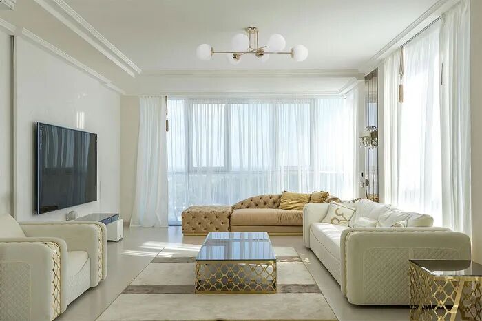 Lumes Sześciopunktowa złota lampa sufitowa glamour F8-W84